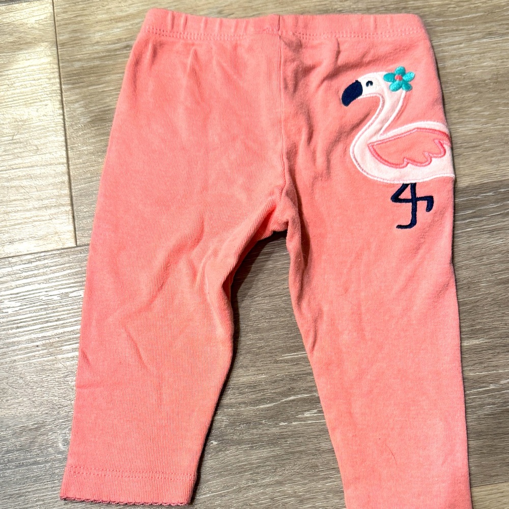 CARTER'S FLAMINGO PINK PANTS LEGGINGS 100% COTTON BABY 6 Mo